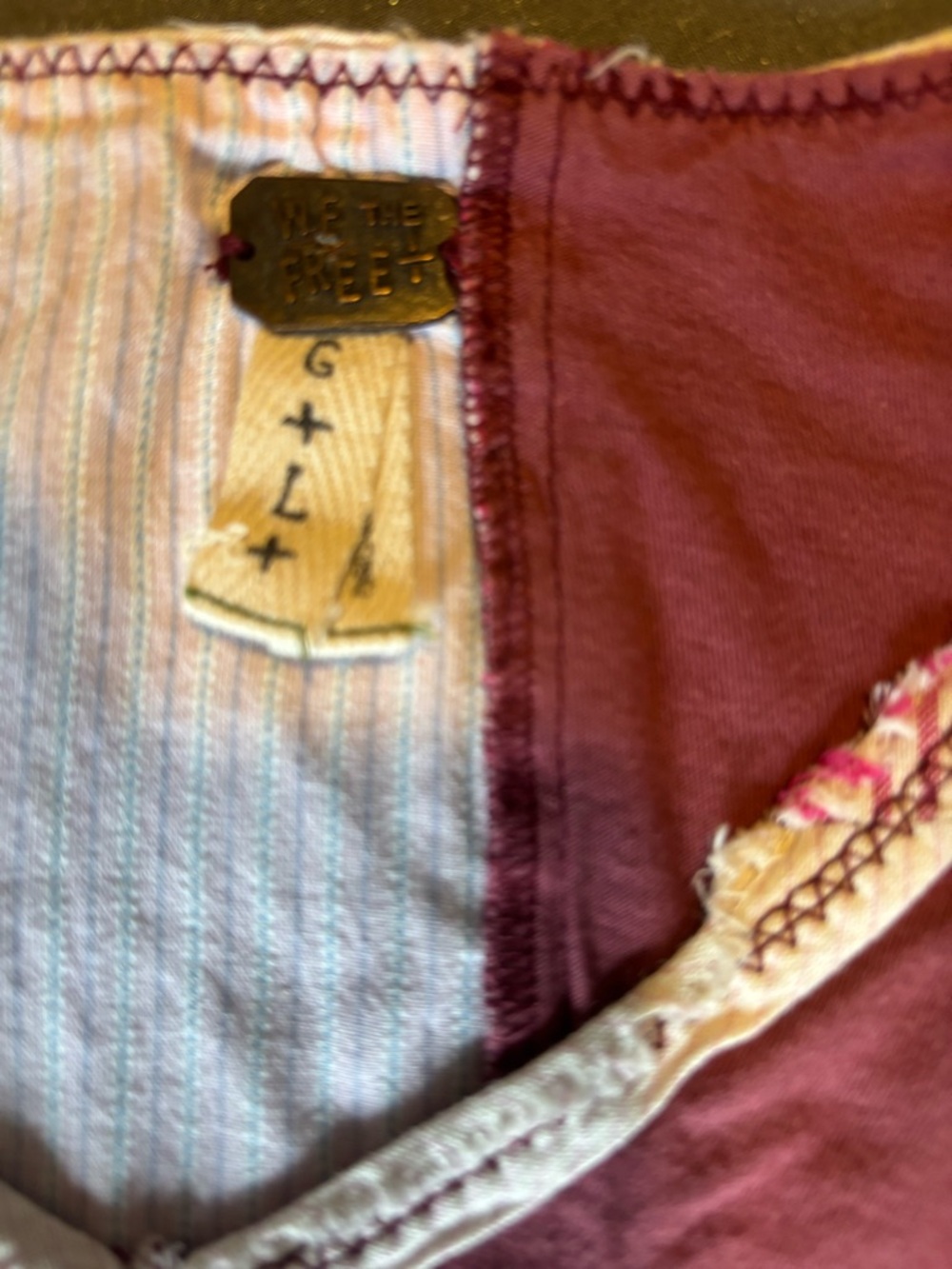 We The Free Mauve and Cream Patchwork Spaghetti-Strap Tank - Picture 4 of 4